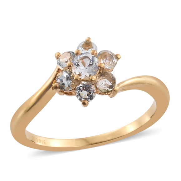 Jewelry - Espirito Santo Aquamarine Plated YG Stainless Ring